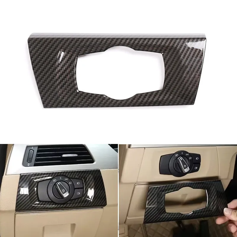 

ABS Car Carbon Fiber Style Headlight Switch Cover Frame Trim For BMW 3 Series E90 2005 2006 2007 2008 2009 2010 2011 2012