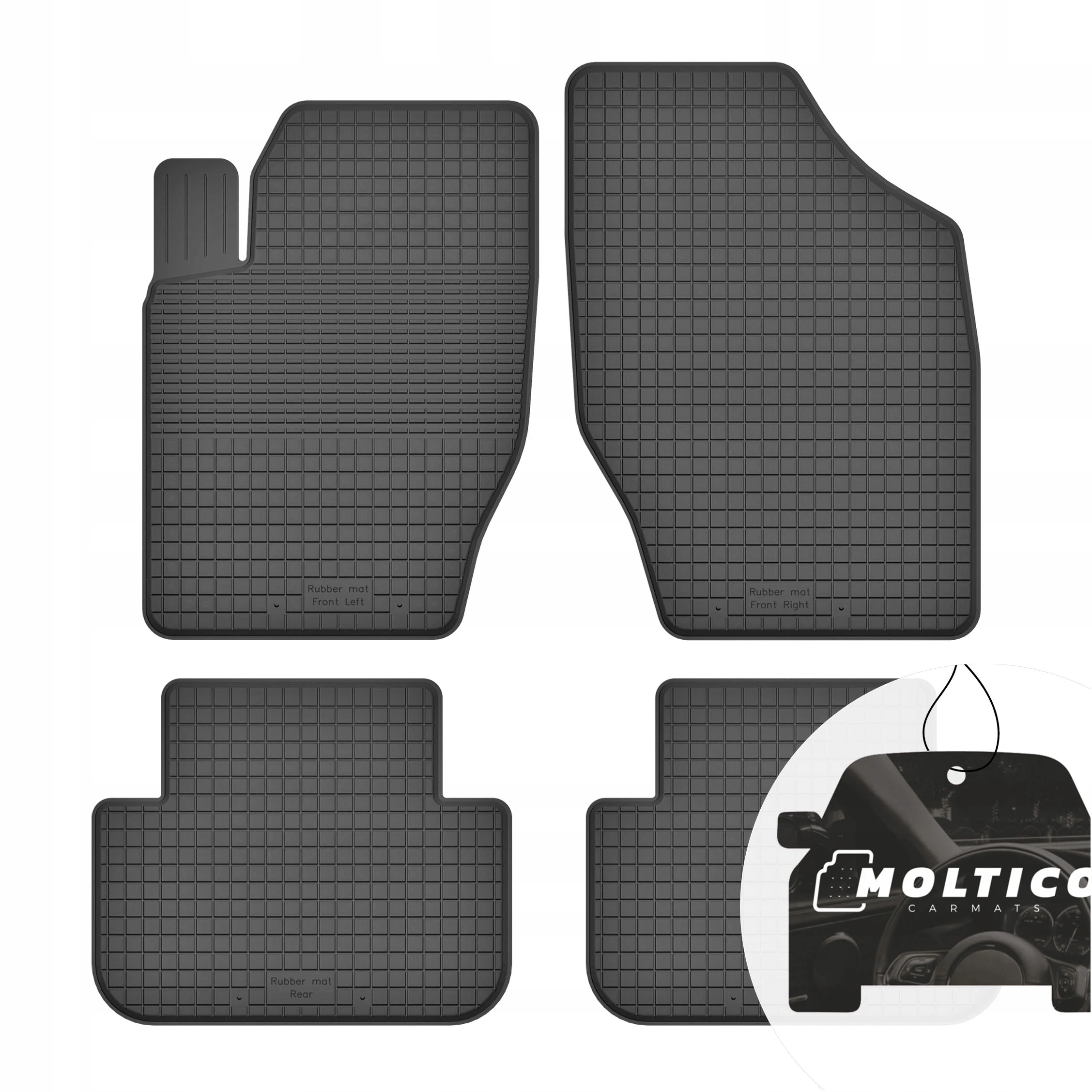 Rubberen matten, geschikt voor Peugeot 308 I, bouwjaar 2007-2013, complete set inclusief rand.