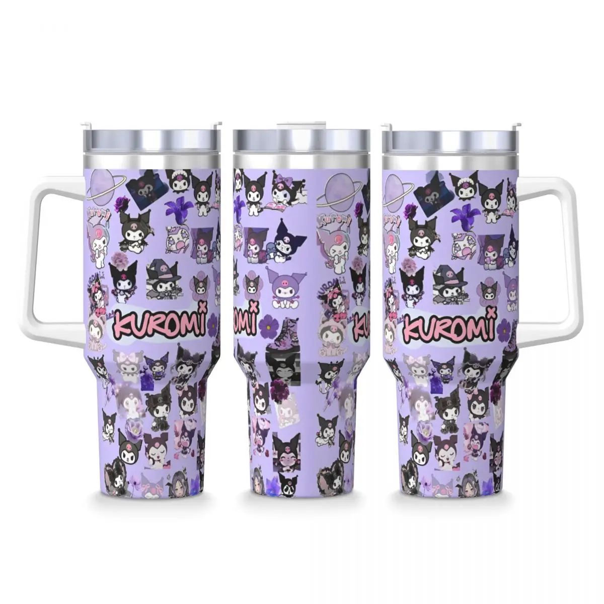 Stainless Steel Tumbler Kawaii Sanrio Kuromi Japanese Thermal Cups Japan Cute Cartoon Portable Cold Drink Car Mugs Water Bottle