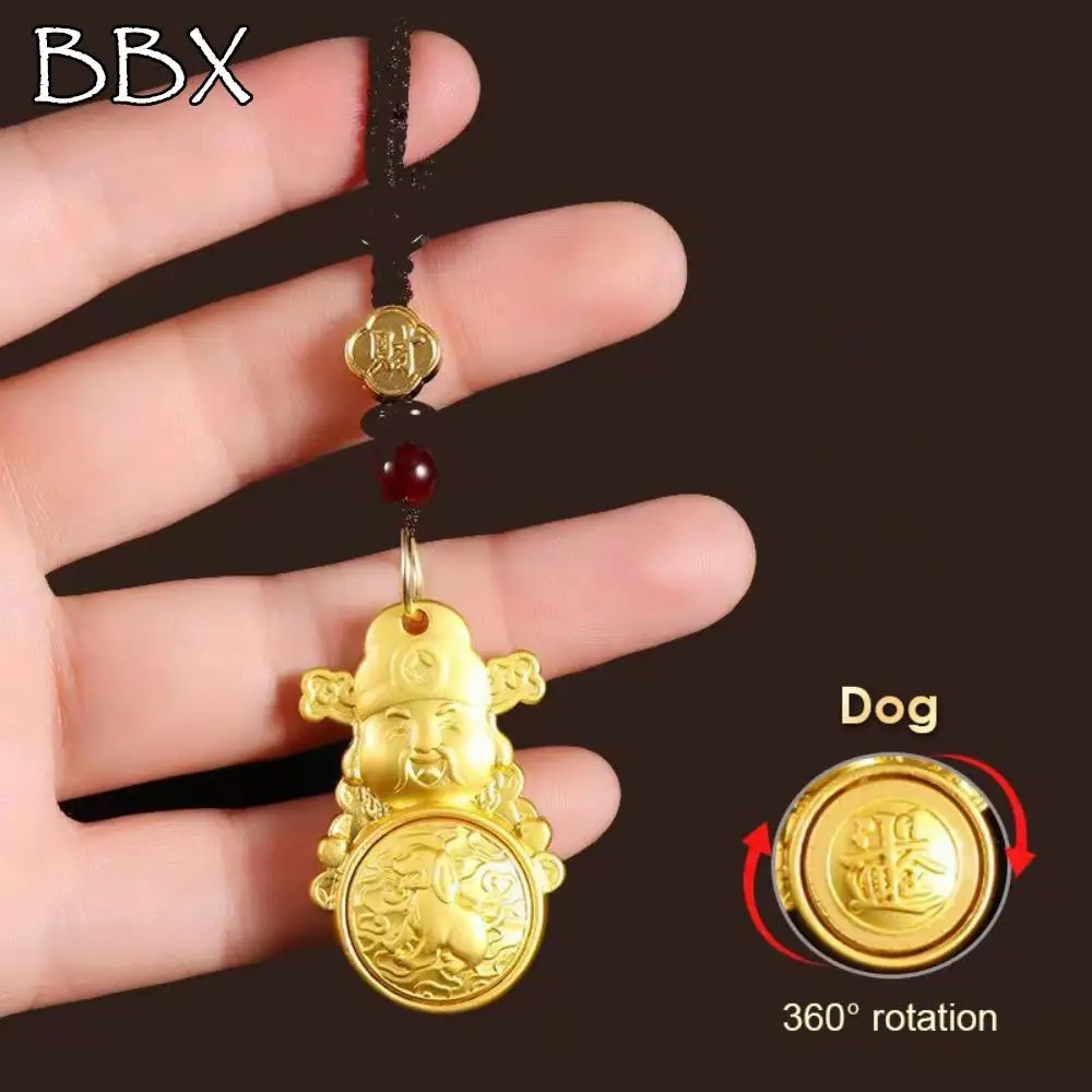 

2Pcs Metal Zodiac Keychain Fortune-attracting Rotating Feng Shui Hanging Decor Special Pattern God of Wealth Car Key Ring Women