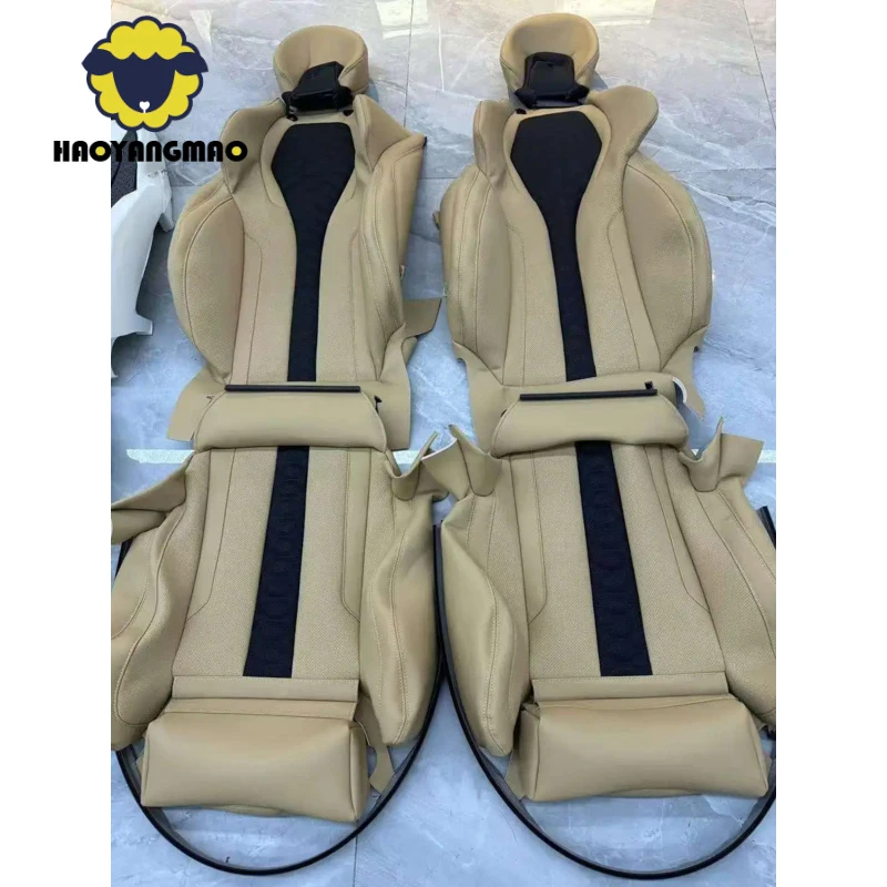 Sports Car Seat Cover Upgrade with Fabric Velvet and PU Leather Materials for BMW