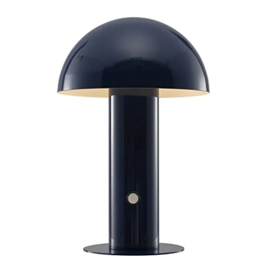 10.75" Rechargeable LED Mushroom Table Lamp, Cordless Portable Bedside Lamp for Living Room Bedroom, 3-Way Dimmable Modern Iron