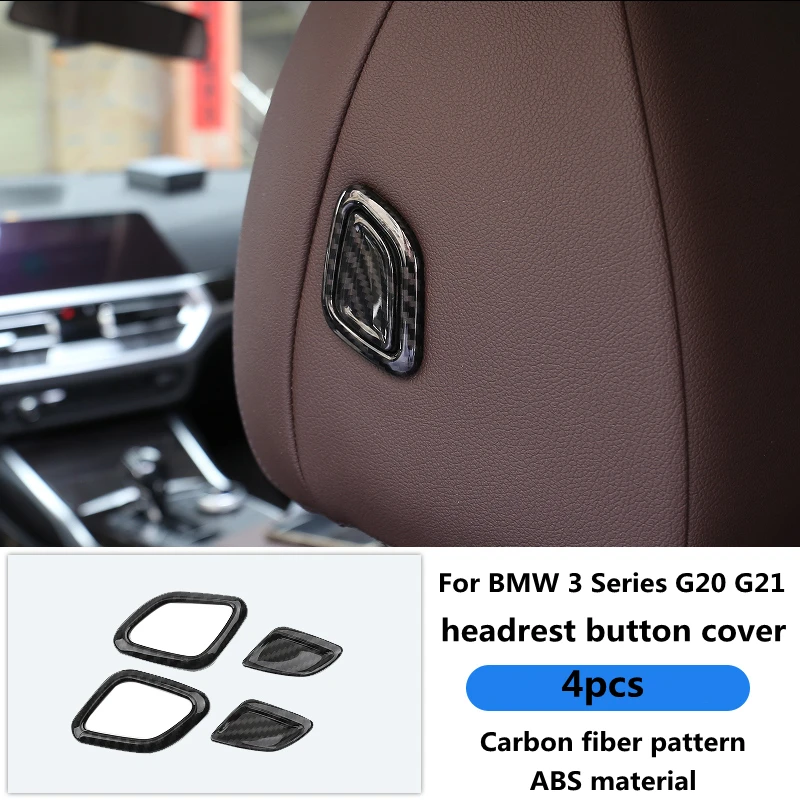 

Car styling carbon fiber pattern headrest button decorative stickers for BMW 3 series G20 G21 interior modification accessories