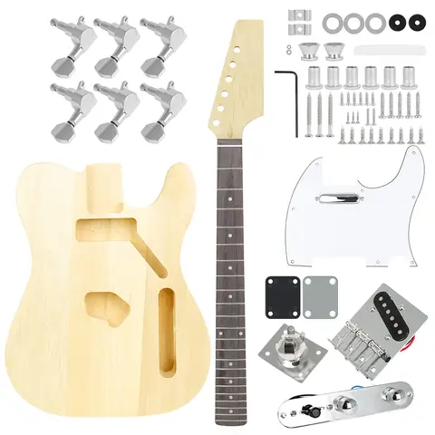 Kit ensamblado de guitarra eléctrica DIY, 6 cuerdas, 22 trastes, guitarra de madera de arce, guitarra eléctrica, piezas ensambladas a mano, juego de accesorios