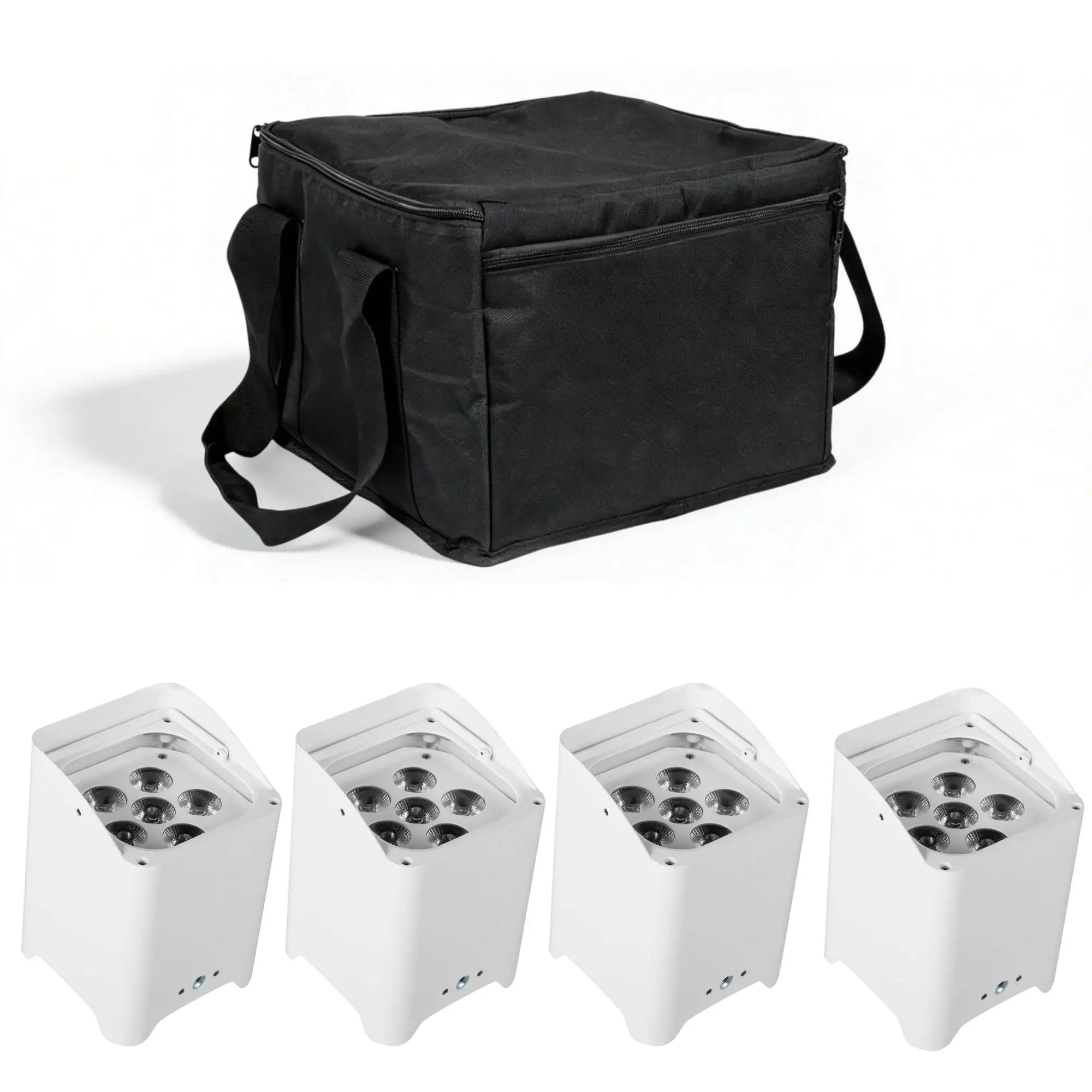 4Pcs White/Black 6x18W RGBAW+UV LED Battery Par Light 6-in-1 Wireless Stage Light DMX Remote Control with a Bag WiFi for Party