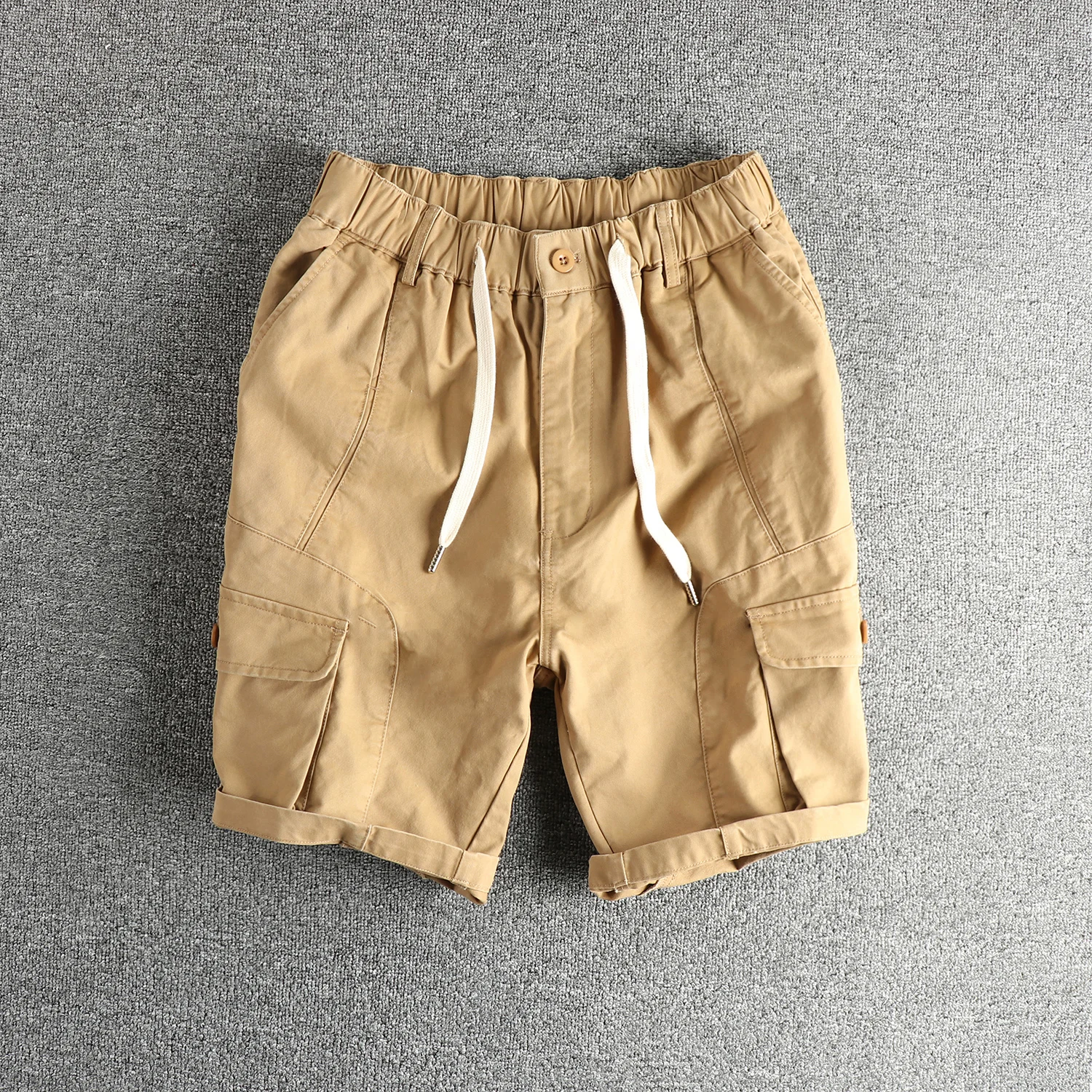 

2025 летние новые тканые шорты-карго в американском стиле ретро с несколькими карманами, мужские повседневные прямые брюки Amekaji из 100% хлопка с 5 точками