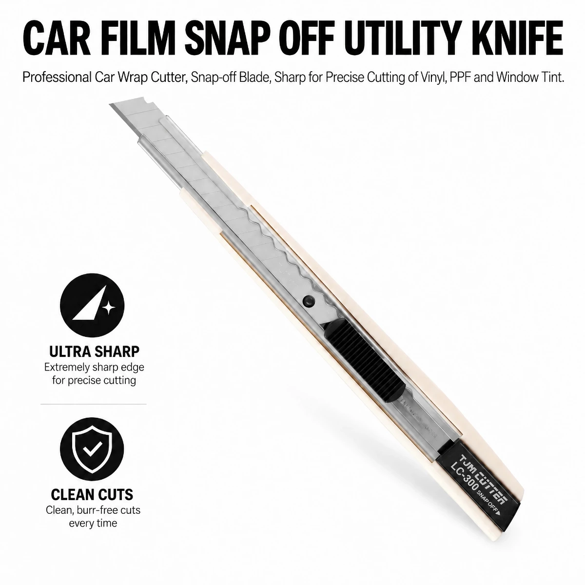 9mm 60 Degree Snap Off Blade Utility Knife Car Film Wrapping Paper Cutter for Vinyl Wrap Window Tint PPF Film Cutting