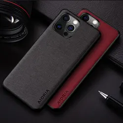Case for Apple iPhone 16 15 12 13 11 Pro XS Max 12 Mini XR X SE 2020 8 7 Plus simple solid color textile leather cover funda