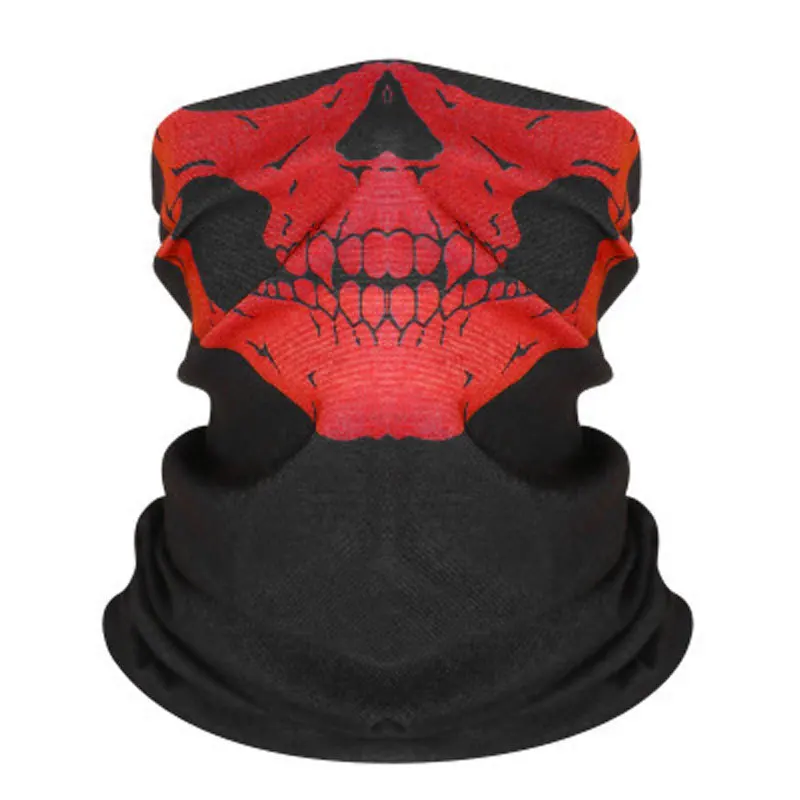 Skull Print Balaclava Face Mask Windproof Breathable Neck Gaiter Tube Scarf for Cycling Ski Motorcycle Hiking Sun UV view 6