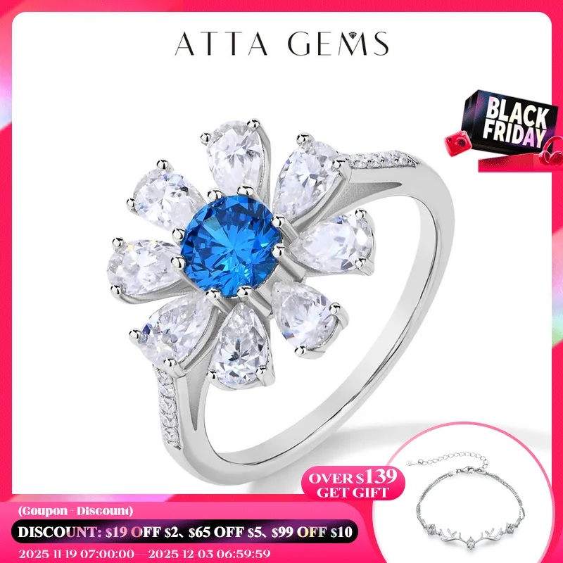 

ATTAGEMS 2024 D VVS1 женская серебряная бижутерия с голубым Цирконом