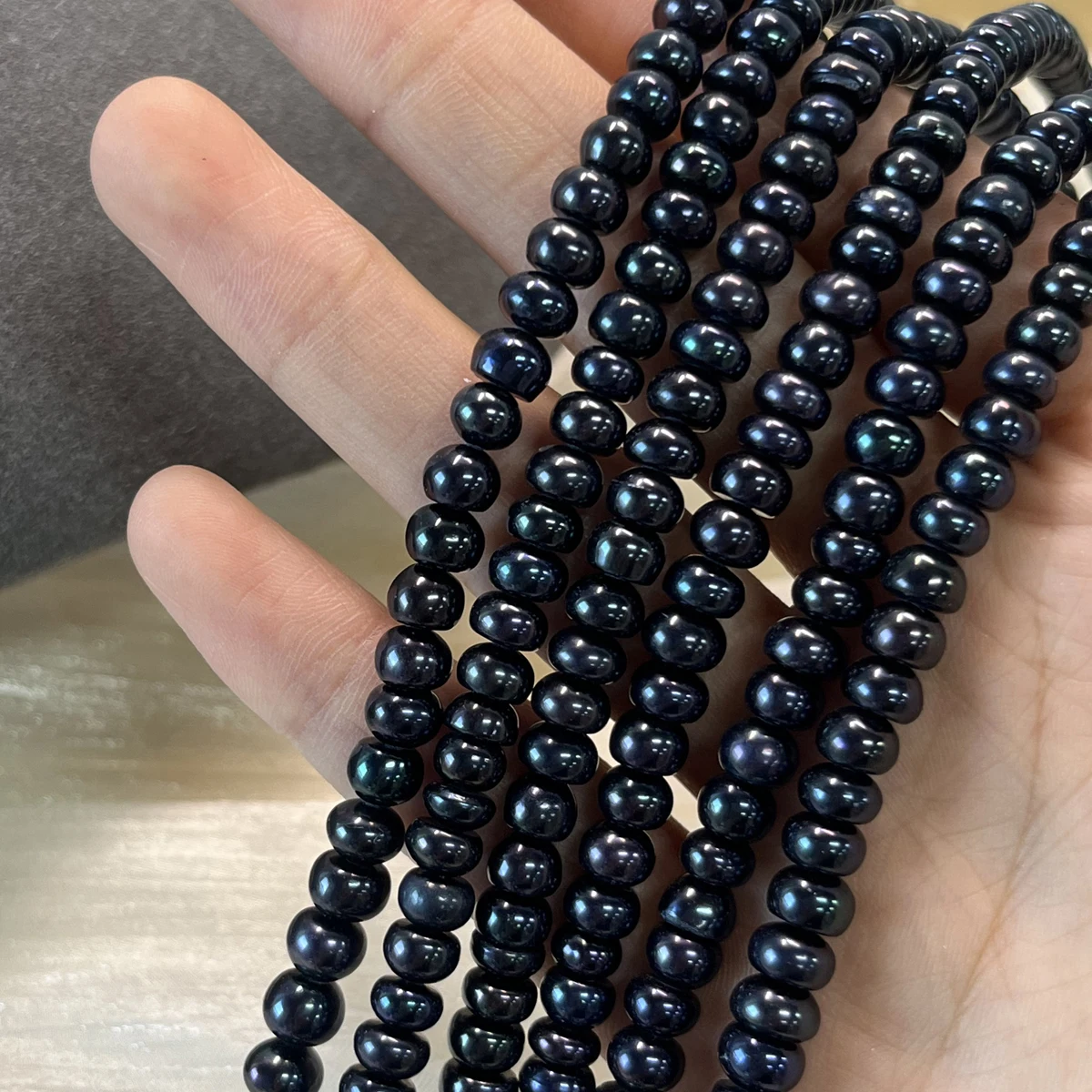 

AA+ 6-7mm Natural Freshwater Pearl Black Bread Beads for DIY Women Men Necklace Bracelets Jewelry Making Accessories 36cm