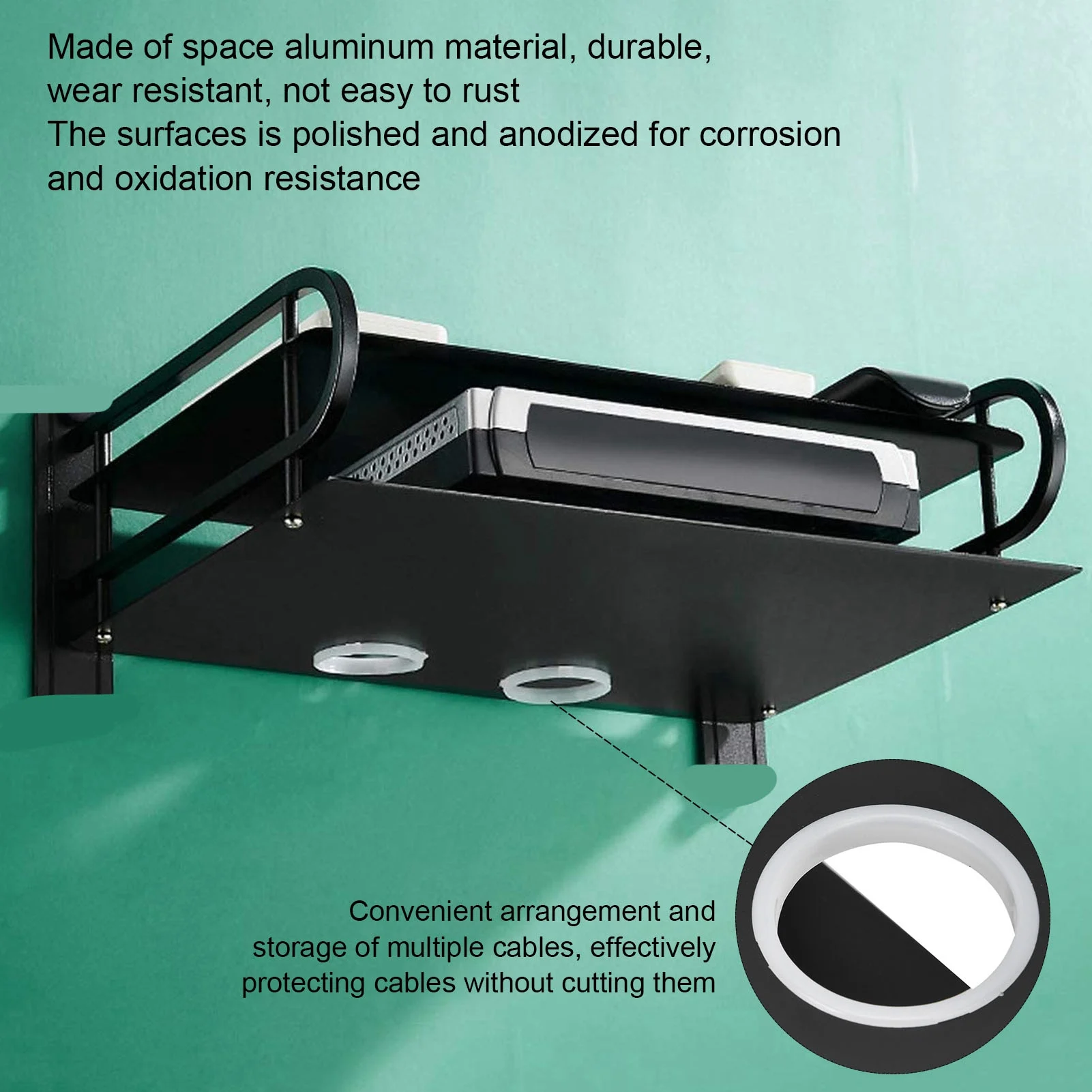 Cable Box Shelf Double Layer Floating Wall Shelf TV Box Shelf Wall Mounted Router DVD Cable Box Shelf for Household TV Box Shelf