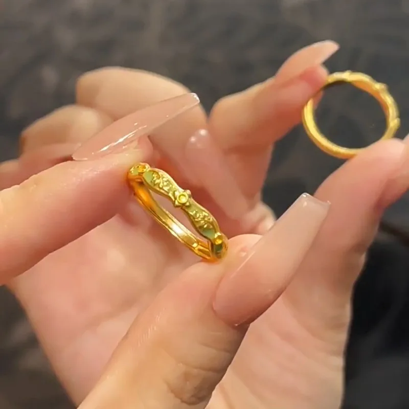 Xiaohongshu نفس المينا الذهبية الجديدة ذات الحلقة المفتوحة ذات الإضاءة الرجعية الفاخرة والمجوهرات الراقية الرائعة #4