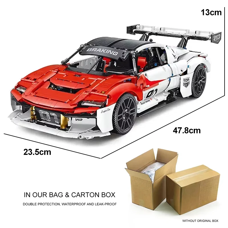 MOC JD009 1:10 Super Sports Racing Auto Bouwblokken Technische Voertuig Bricks DIY Puzzle Assembly Speelgoed Kerstcadeau Voor Kinderen