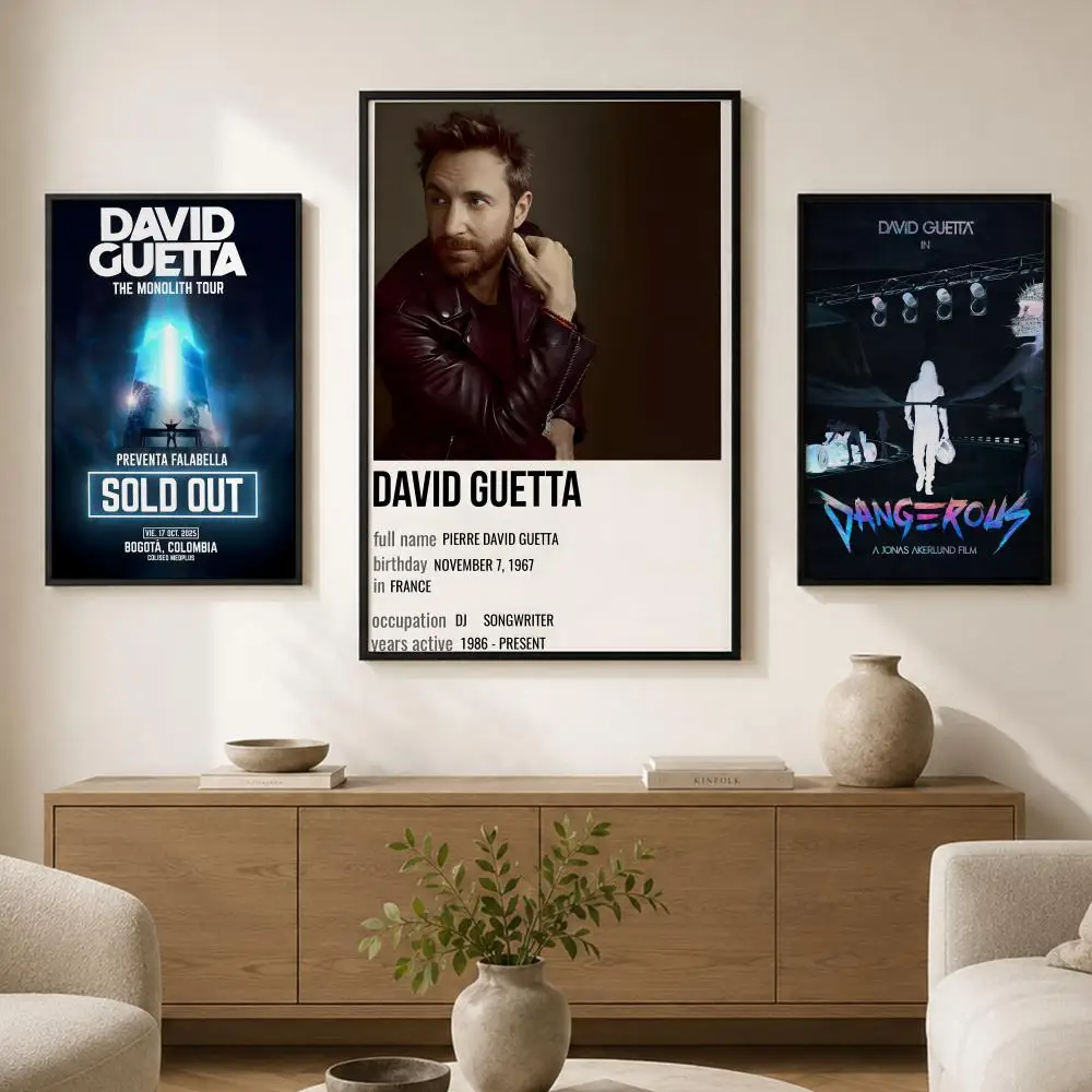 Singer D-David Guetta Poster Waterproof PVC Wall Poster, Peel-and-Stick HD Art for Living Room, Bedroom and Shop