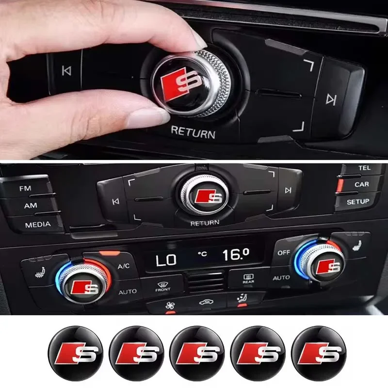 1/2/5 قطعة الوسائط المتعددة مركز وحدة التحكم مقبض أزرار غطاء لوحة ملصق لأودي S شعار أودي A3 A4 B5 B6 A3 8P A5 A6 C6 C5 A1 A7 A8 #1