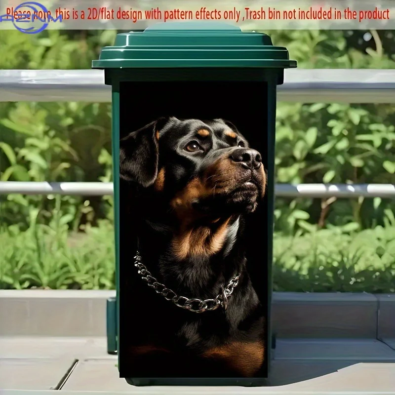 2D Flat Printing 1pc Trash Can Sticker ×inch Vibrant Rottweiler Theme Design Self-Adhesive Wallpaper for Kitchen Bin, Wall & H