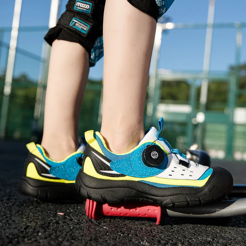 Zapatos de bicicleta profesionales para niños, calzado deportivo para bicicleta de montaña y carretera, antideslizante, con suelas de goma