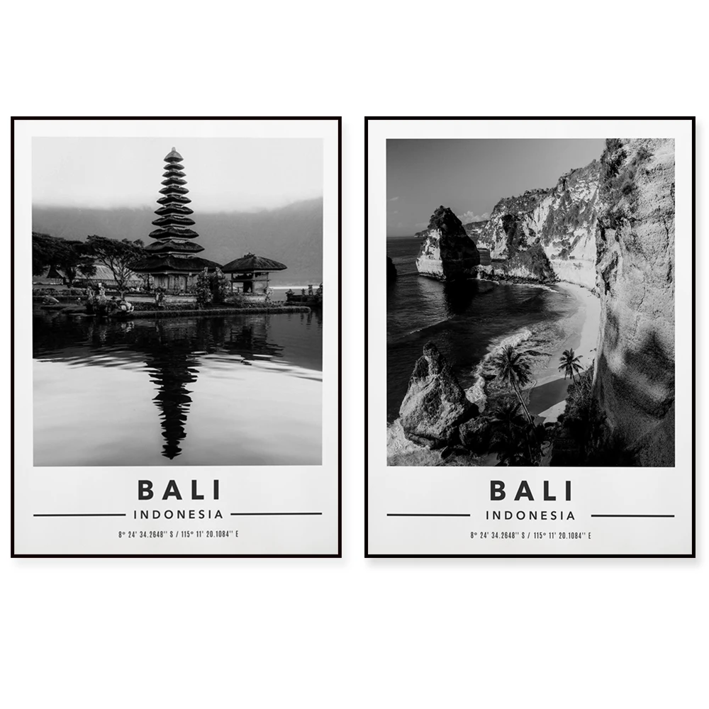 Bali City and Coordinates Print, Bali Art Print, Bali Unique Poster, Bali Wall Art, Bali Travel Print, Bali Souvenir Home Decor