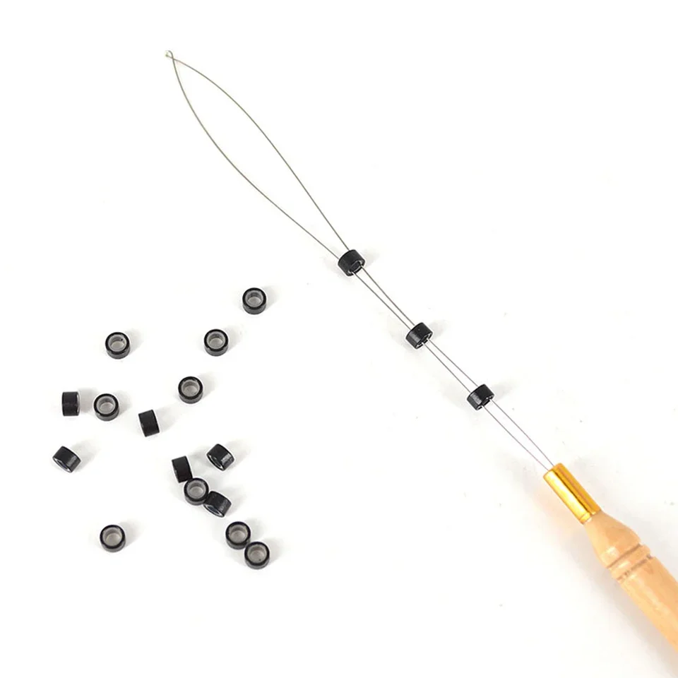 Micro Rings Loop Tool Threader Pulling Needle Used With Hair Plier and Beads for Human Hair Feather Extension Tools