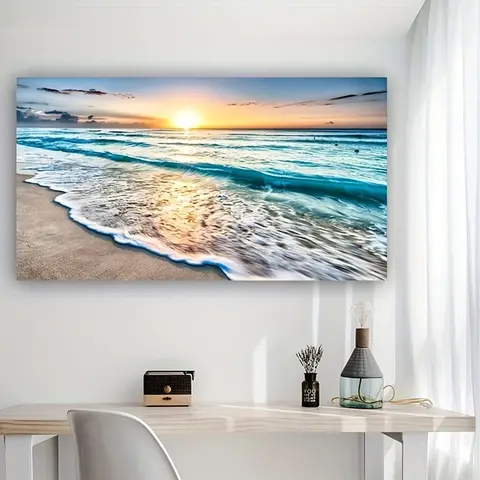 Nordic Wall Art Posters para Home Decor, Grande Paisagem Canvas Painting, Beach and Sunset Print, Decoração Imagem