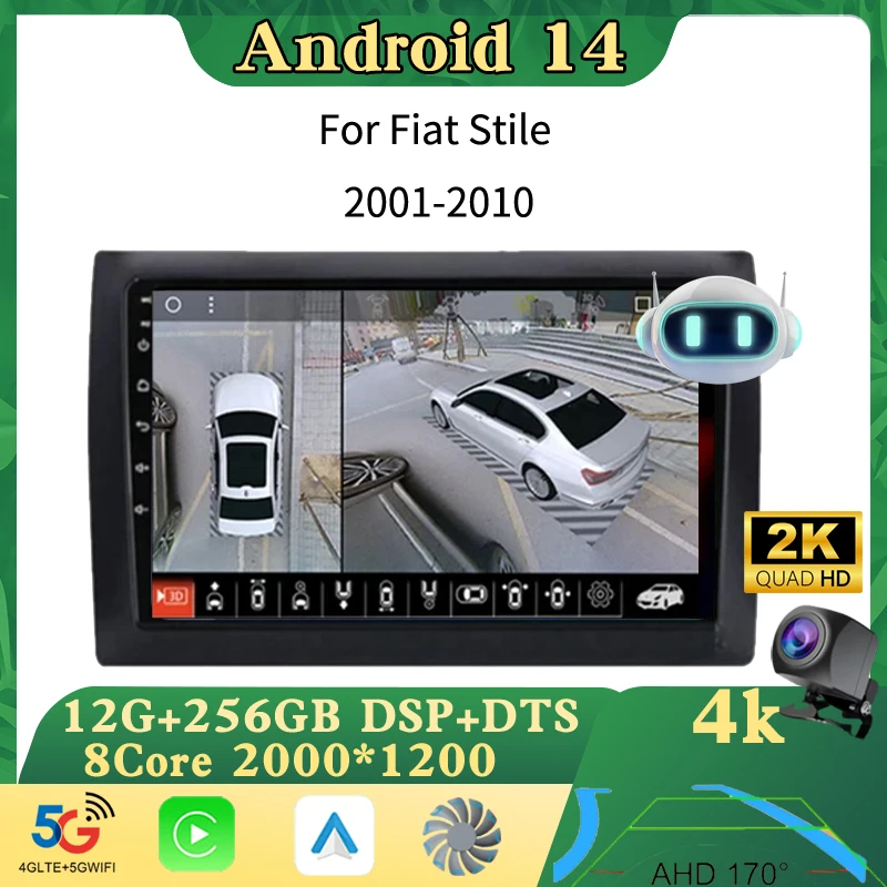 

Android 14 Car Radio For Fiat Stilo 2001 -2010 2K QLED Android Multimedia Video Player GPS Stereo CarPlay Auto Head Unit 4G DSP