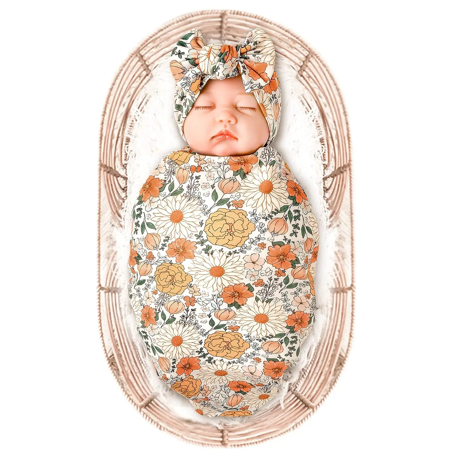 

Мягкое одеяло-пеленка для новорожденных с набором повязок на голову для девочек, многофункциональное одеяло для детской комнаты