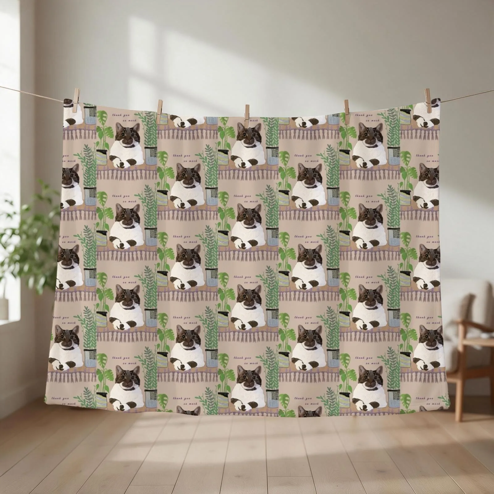 Cat Thank You So Much Throw Blanket couch cozy soft plush fuzzy picnic outdoor blanket