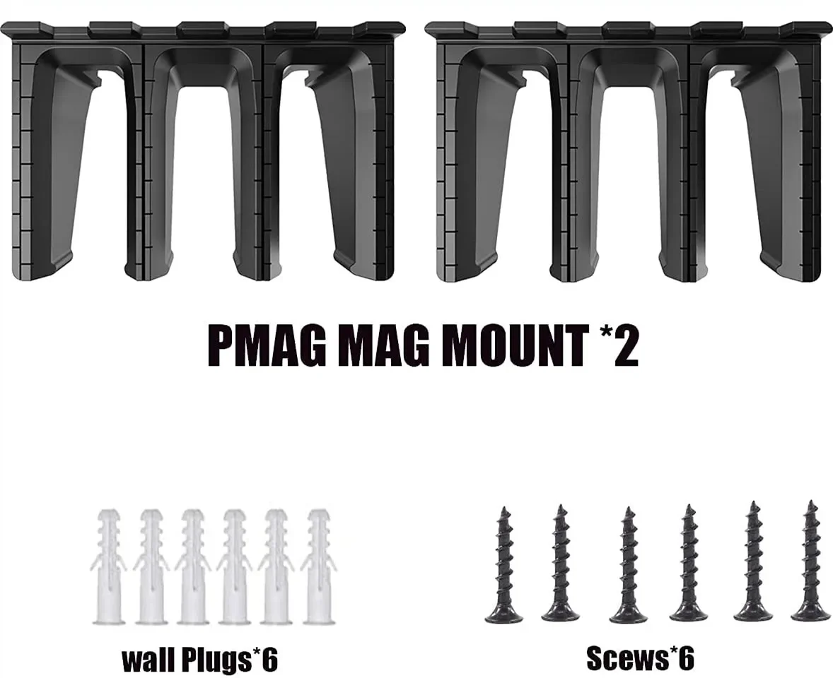 MAGORUI 2PCS Solid ABS 3X Standard PMAG Wall Mount Magazine Rack, Family Magazine Storage Rack for AR15 for Hunting