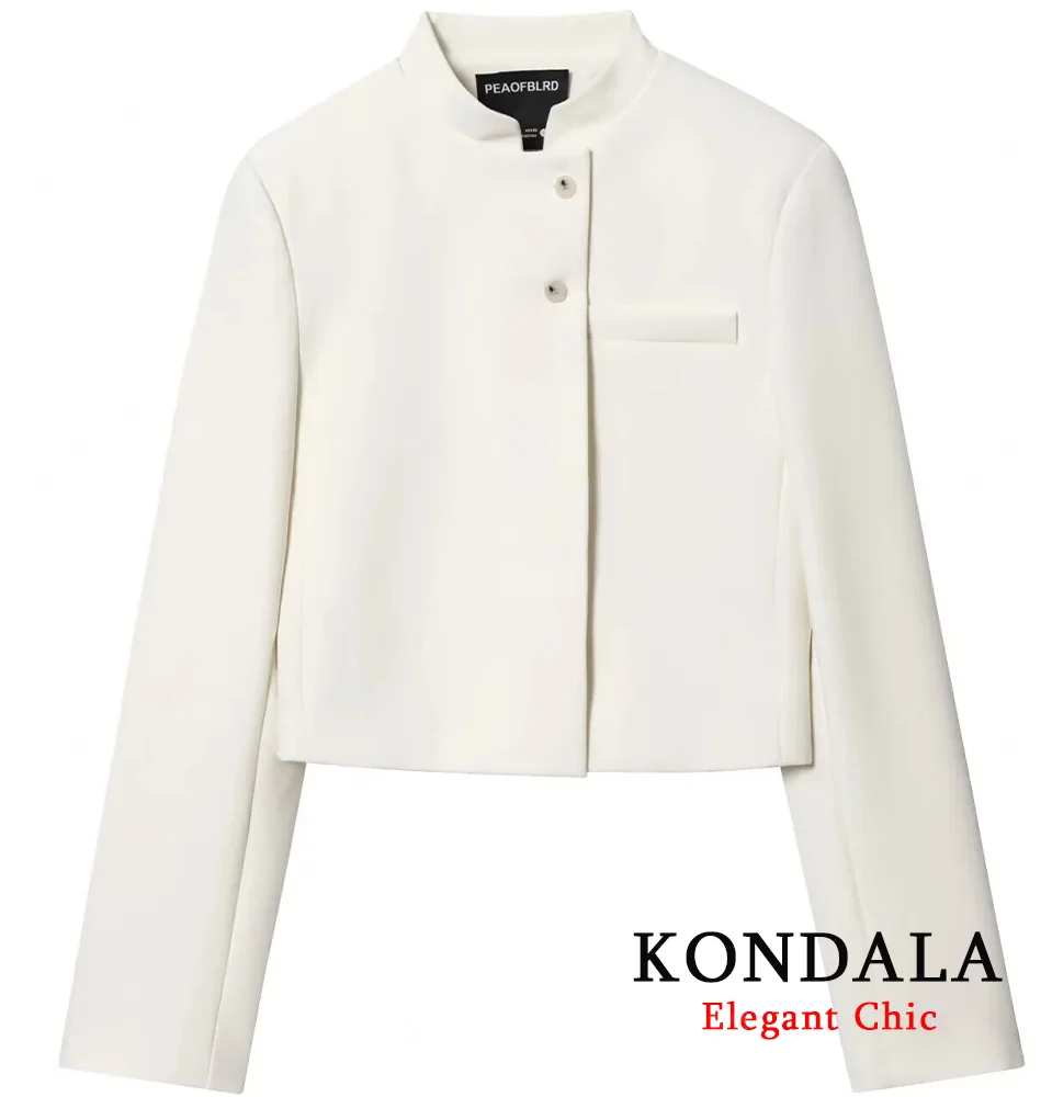 

KONDALA женский осенний элегантный пиджак, минималистичный белый тонкий пиджак, весна-осень 2021, модный деловой женский пиджак