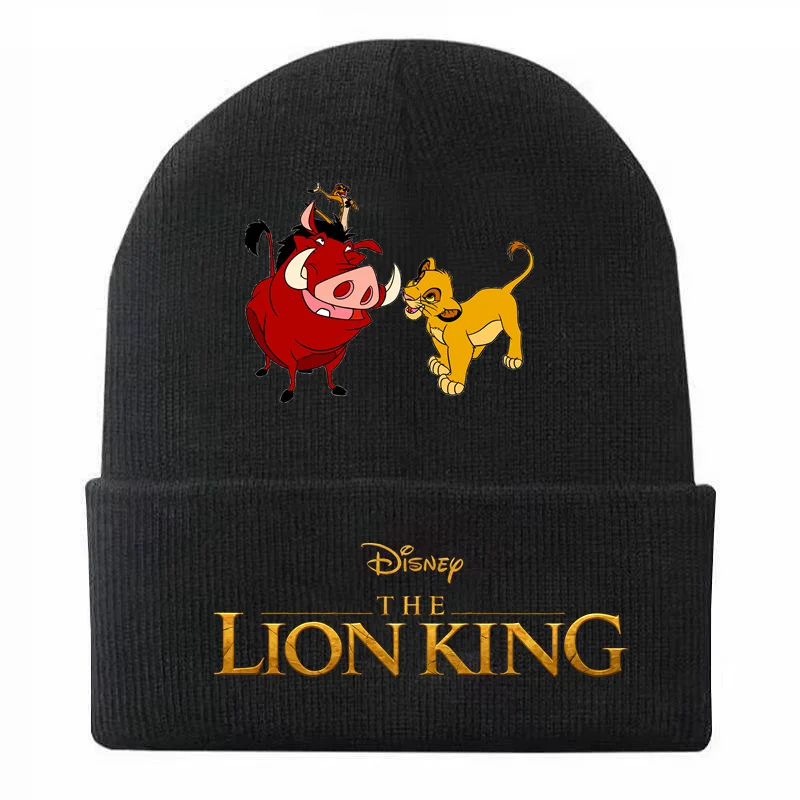 2024 The Lion King Simba Printed Hat Winter Warm Child Hat Knitted Cap Beanie Hat Girls Boy Stretch Knitted Crochet Beanies Hats