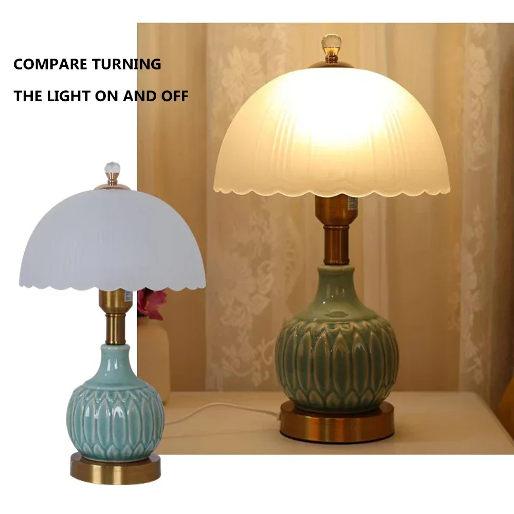 

Retro Glass Table Lamp Bohemian Vase Design Desk Light For Bedside Study Living Room Led Exquisite Night Light E27 Indoor Light