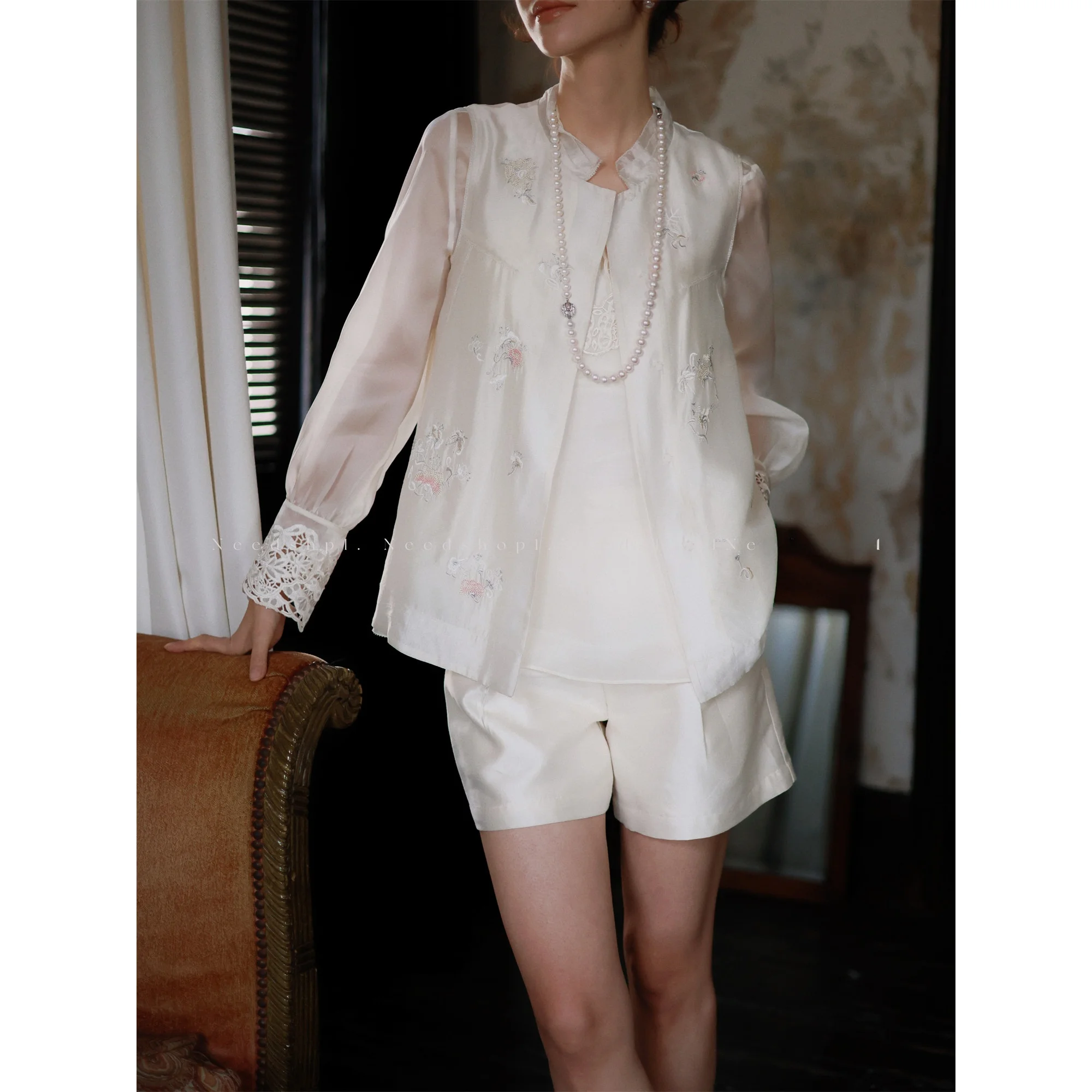 

NeedShop1 Commuter Style Chinese Embroidered Vest Simple Women's Loose Fit Lightweight Spring Fashion Top