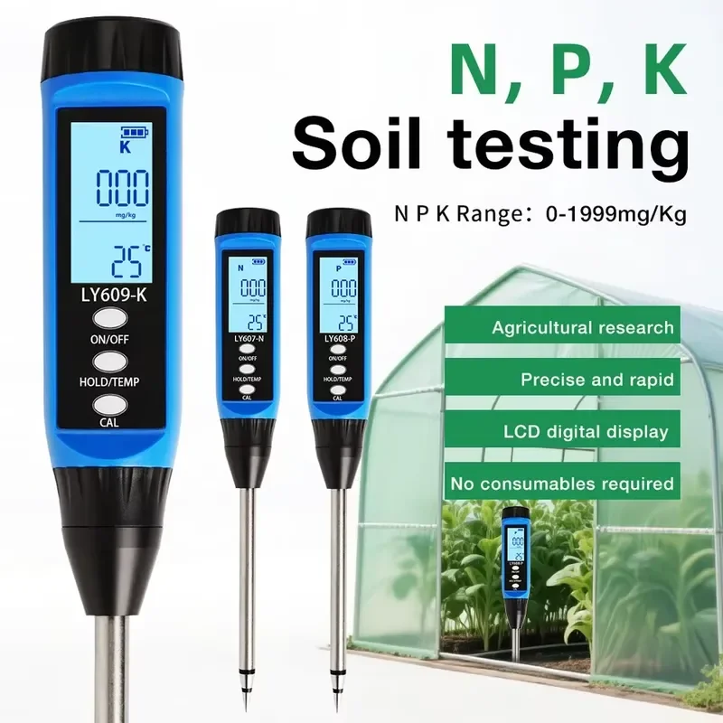 0-1999mg/kg Soil NPK Tester Precision Phosphorus Potassium Nitrogen Soil Meter Agriculture Farming Horticulture Detector
