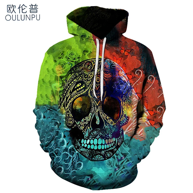 

Man Pullovers Skull Printing Autumn Streetwear 3d Hoodies Unisex Sports Wear