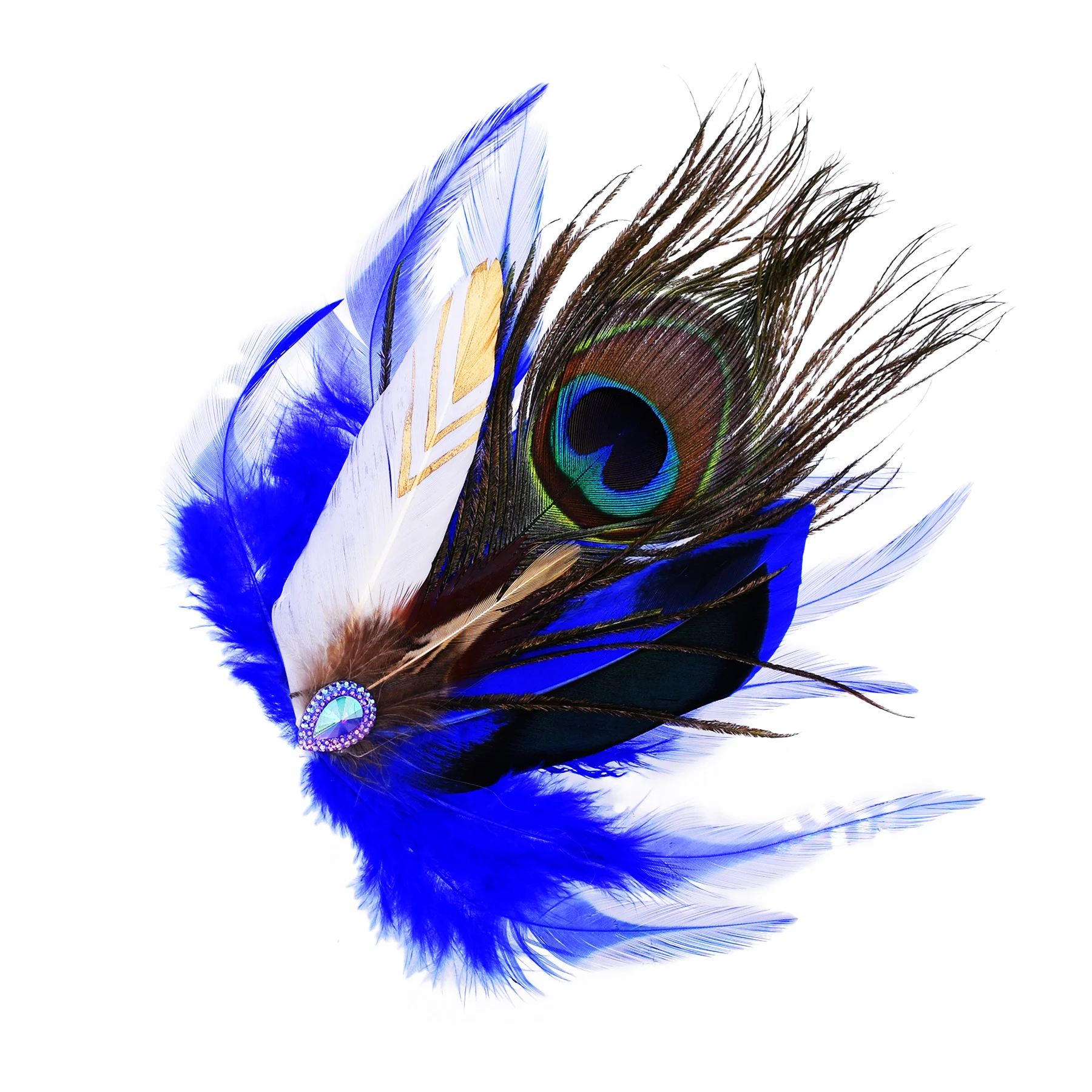 Peacock Feather Hair Clip for Women Retro Rhinestone Feather Hair Barrette Boho Fascinator Headpiece for Carnival Party Wedding