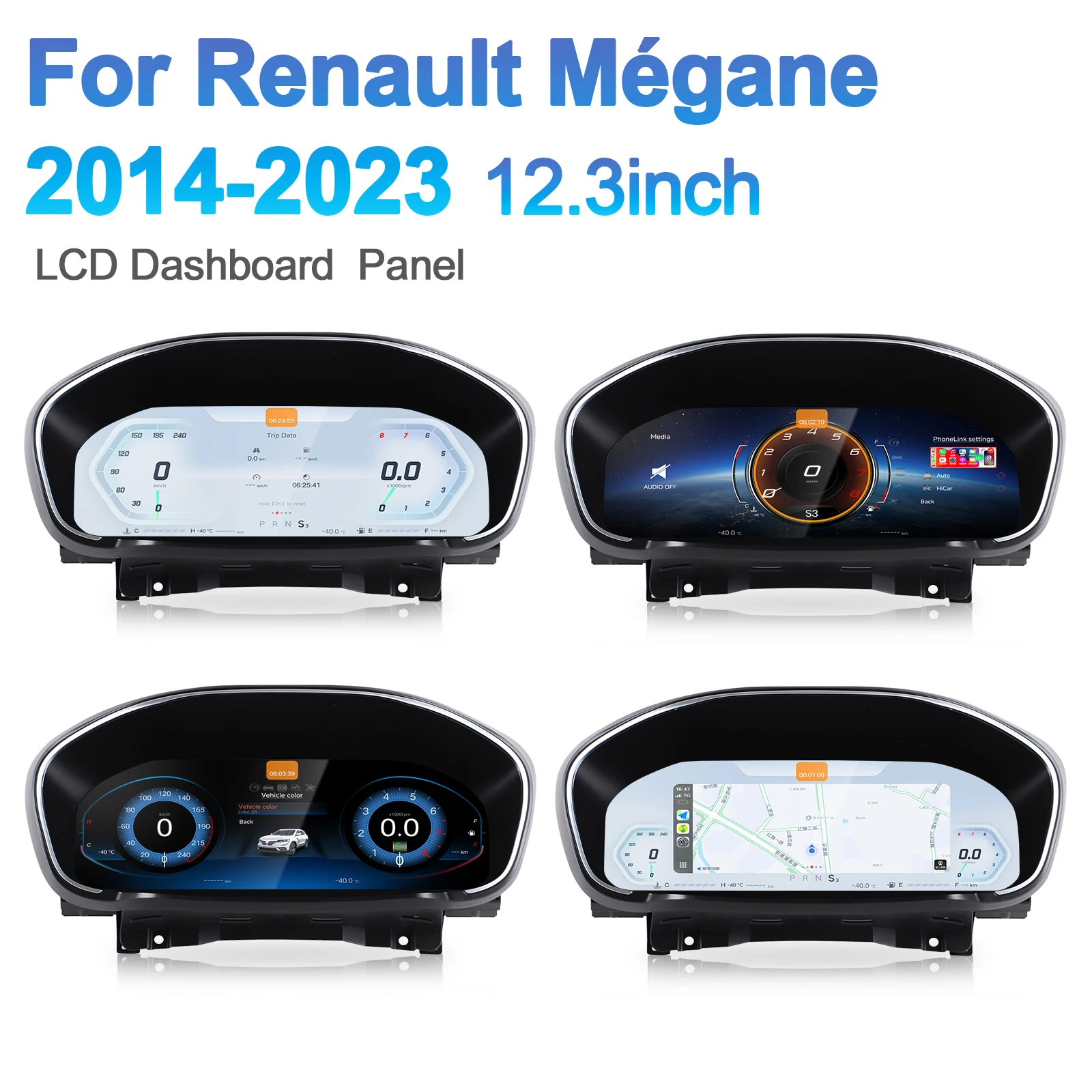 NaviHua - Nuevo Diseño de Panel de Instrumentos Digital para Automóvil, Velocímetro, Pantalla LCD, Tablero de Instrumentos para Renault Megane 4 2014-2023