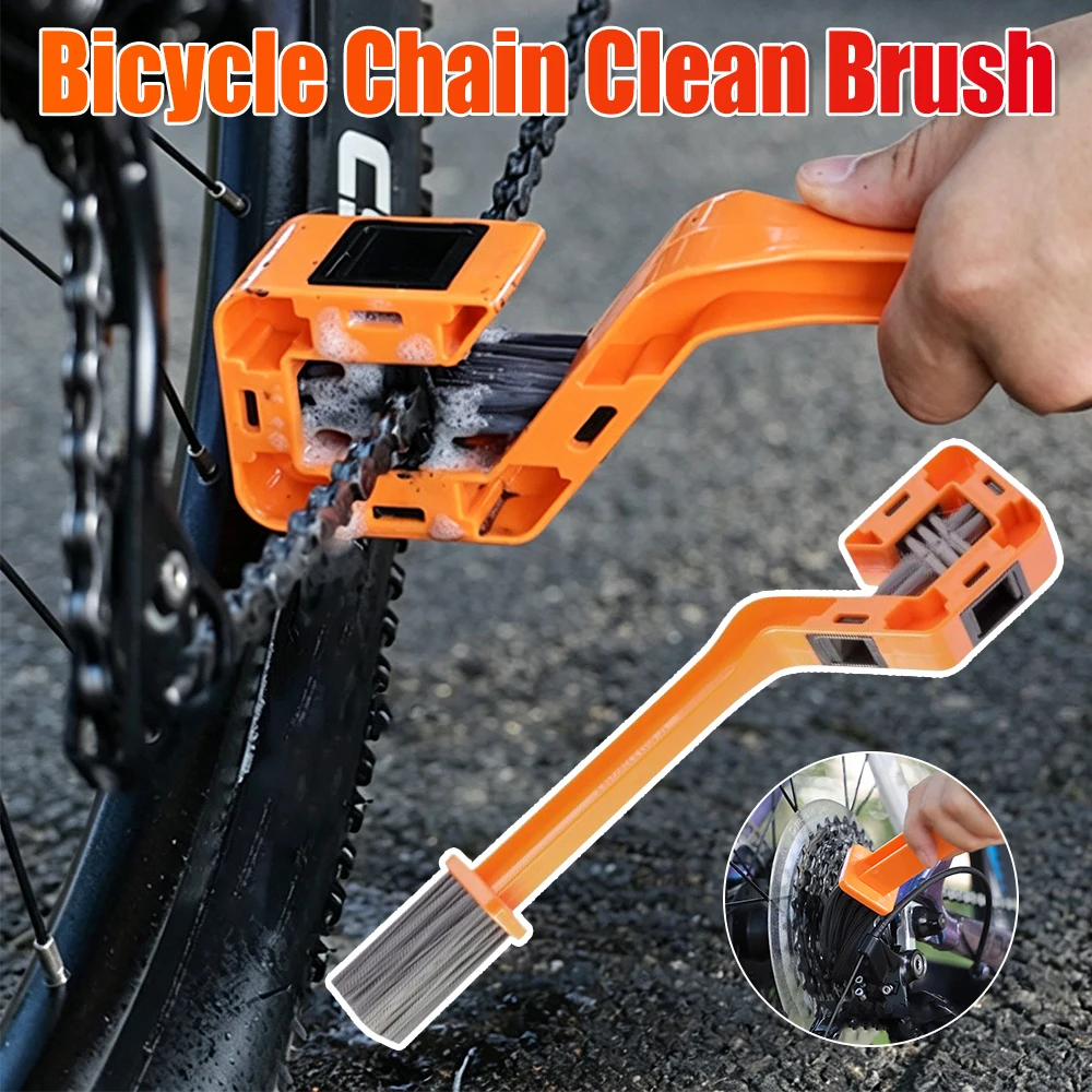 Bike Chain Washer Cleaner Double Head Bike Gear Cleaning Brush Multifunction Portable for Motorcycle Bicycle