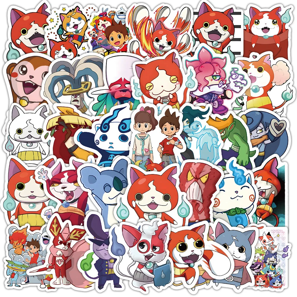 10/53pcs Classic Game Yokai Watch Stickers Toys Graffiti Decals Luggage Skateboard Waterproof Watch Monster Elf Sticker Kid Toys