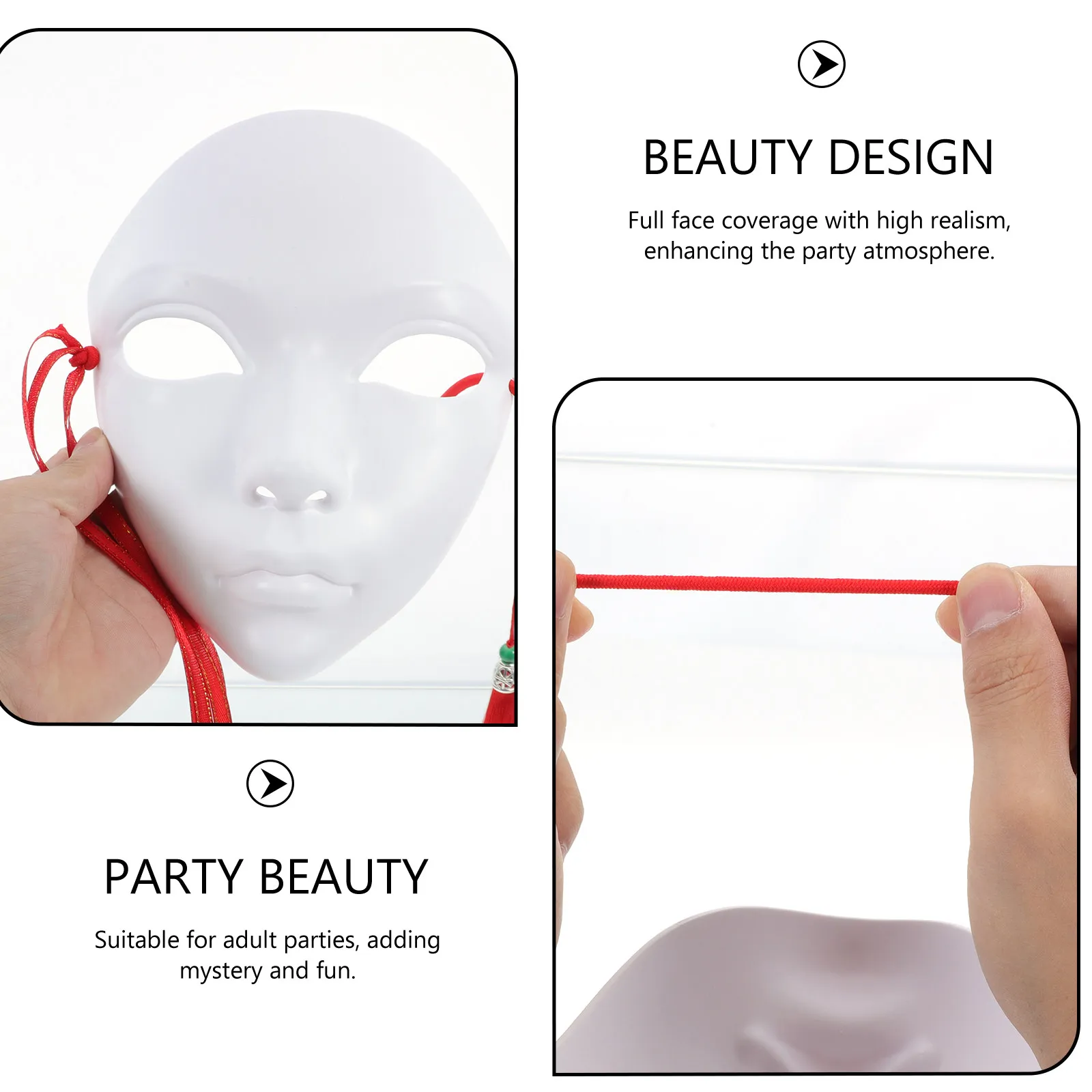 DIY Unpainted White Masquerade Masks Bulk Pack Comfortable Lightweight PP Material for Adults Hand Painting Craft Masquerade