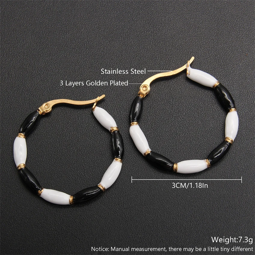 316L Stainless Steel New Fashion Fine Jewelry Size 3cm 7 Colors Colorful Candy Color Thick Paint Circles Hoop Earrings For Women