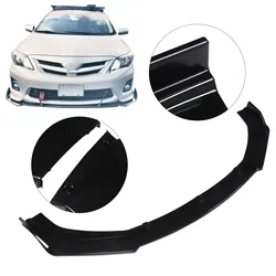 3pcs Front Bumper Lip Splitter Kit Gloss Black High Toughness Universal Front Spoiler Body Kit