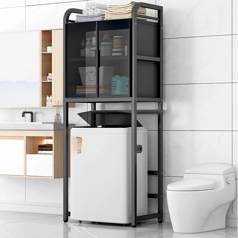 

Washing machine rack Floor-to-ceiling glass multi-layer balcony Bathroom Toilet Flip cover Flip cover Roller storage rack