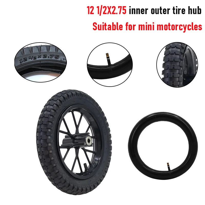 Mini moto pour enfants de 12 pouces, petit véhicule, roue arrière 12 1/2x2.75, pneu pneumatique, chambre à air, jante de voiture, moyeu de roue en aluminium