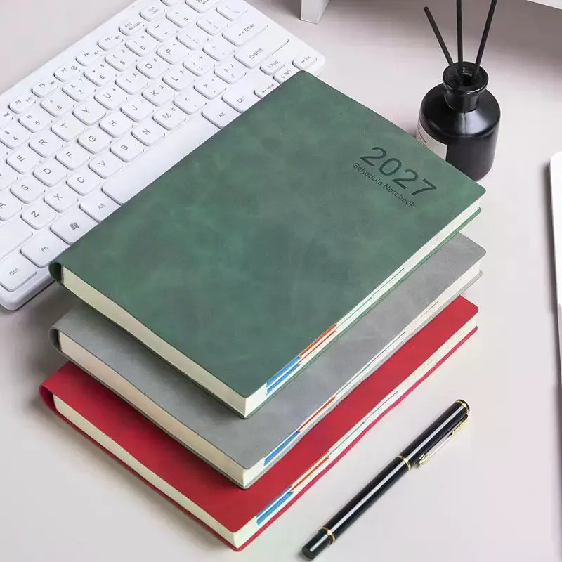 2027 Daily Planner PU Leather Band Notebook Day Time Management Journal 320 Pages Schedule Book