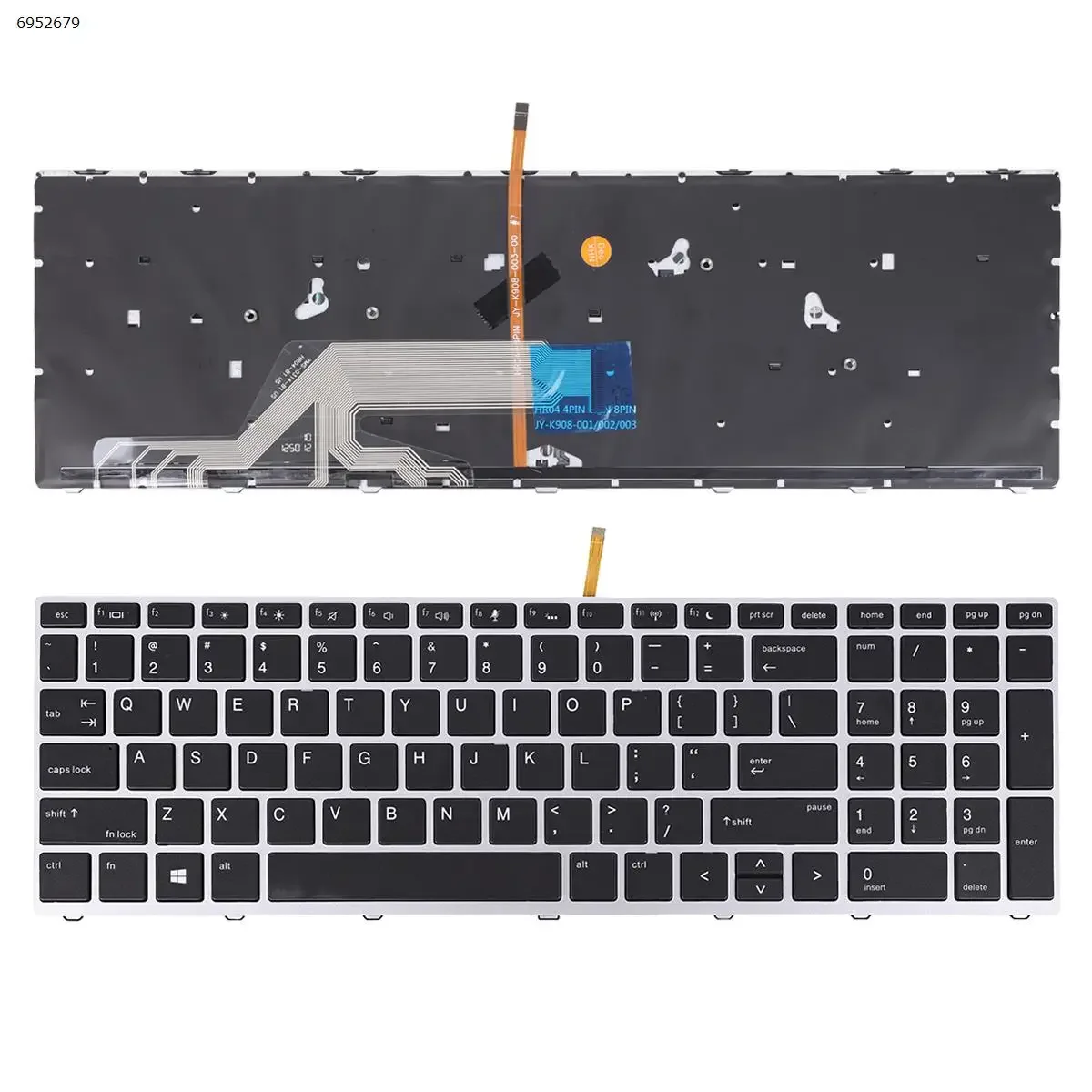 

US Laptop Keyboard for HP Probook 450 G5 455 G5 470 G5 Silver Frame with Backlit