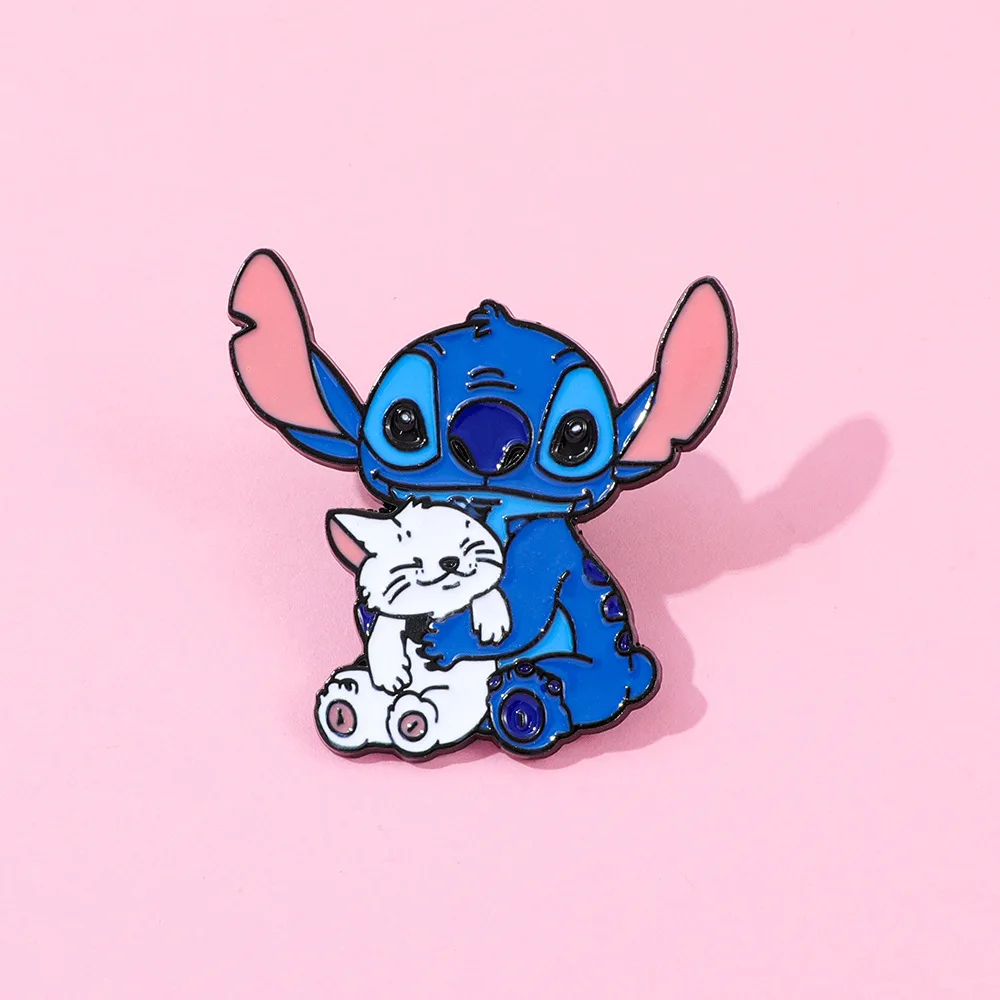 لطيف الكرتون غرزة القط المعادن المينا بروش شارة قميص التلبيب على ظهره دبوس ملحق المشجعين جمع هدية