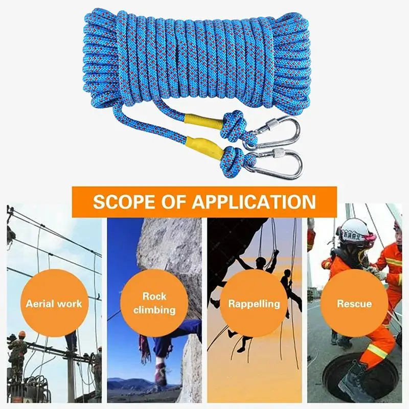 Outdoor Rock Climbing Rope 10M Static Cut Resistant Rope for Fire Rescue Escape Mountaineering Exploration