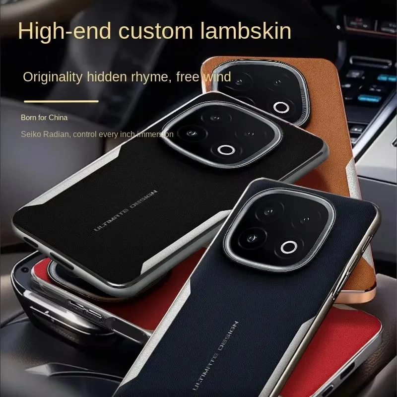 

Luxury Phone case For VIVO IQOO 15 Electroplating Plain Leather Color-blocked Soft Edge All-Inclusive Shockproof