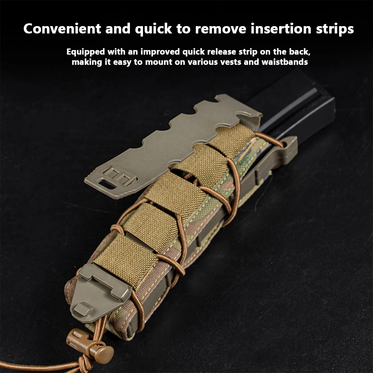 Tactical Open Pistol Magazine Pouch MP5 MP7 Mag Pouch 9mm .45 Long Mag Holder Bag MOLLE 500D Nylon Polymer Side Pane view 3